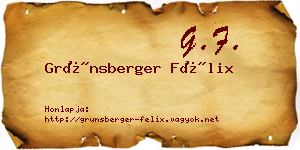 Grünsberger Félix névjegykártya